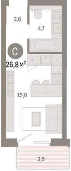 Студия квартира, вторичка, 27м2, 11/24 этаж