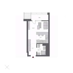 1-к квартира, строящийся дом, 28м2, 6/24 этаж