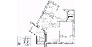 1-к квартира, строящийся дом, 45м2, 4/24 этаж