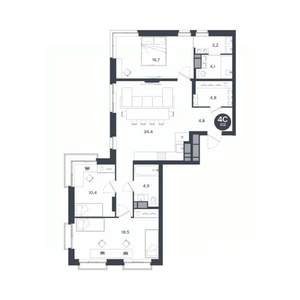 4-к квартира, вторичка, 102м2, 17/17 этаж