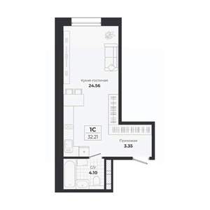 Студия квартира, строящийся дом, 32м2, 1/9 этаж