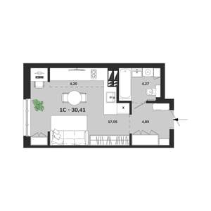 1-к квартира, вторичка, 30м2, 23/25 этаж