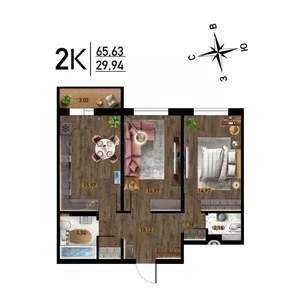 2-к квартира, строящийся дом, 66м2, 12/17 этаж