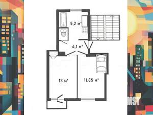2-к квартира, вторичка, 34м2, 3/4 этаж