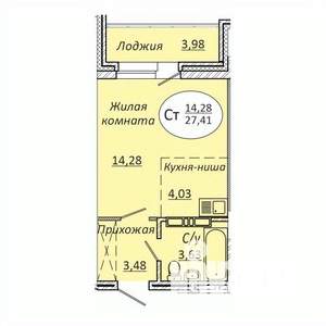 Студия квартира, вторичка, 27м2, 21/23 этаж