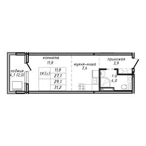 1-к квартира, вторичка, 29м2, 16/17 этаж