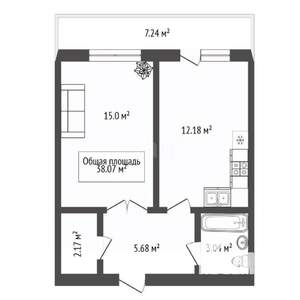 1-к квартира, вторичка, 37м2, 10/18 этаж
