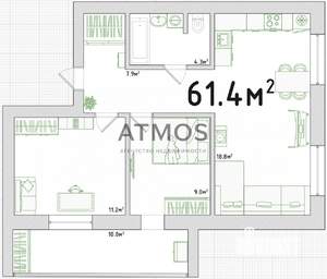 2-к квартира, вторичка, 51м2, 5/7 этаж