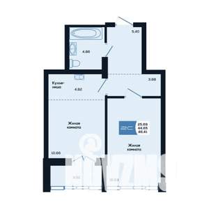 2-к квартира, вторичка, 46м2, 6/25 этаж
