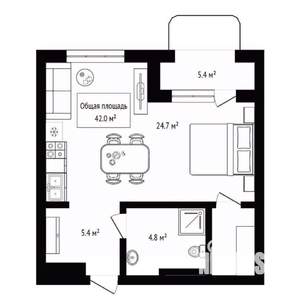 Студия квартира, вторичка, 42м2, 7/14 этаж