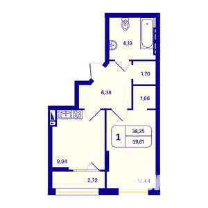 1-к квартира, вторичка, 40м2, 2/26 этаж