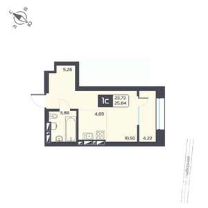 1-к квартира, вторичка, 26м2, 15/25 этаж
