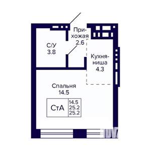 Студия квартира, вторичка, 25м2, 11/11 этаж