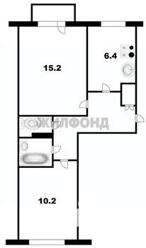 2-к квартира, вторичка, 44м2, 2/5 этаж