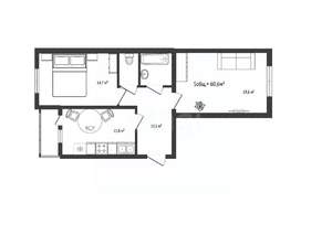 2-к квартира, вторичка, 61м2, 5/6 этаж