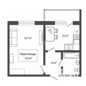 1-к квартира, вторичка, 33м2, 4/10 этаж