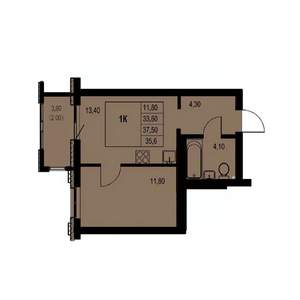 1-к квартира, строящийся дом, 36м2, 10/23 этаж
