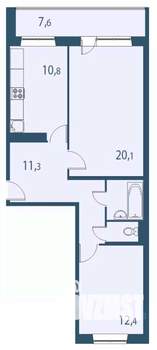 2-к квартира, вторичка, 62м2, 12/17 этаж