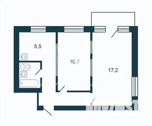 2-к квартира, вторичка, 43м2, 1/5 этаж