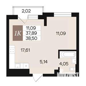 1-к квартира, вторичка, 39м2, 7/10 этаж