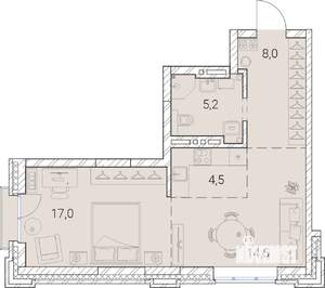 2-к квартира, вторичка, 49м2, 12/25 этаж