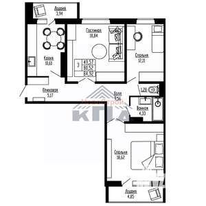 3-к квартира, вторичка, 85м2, 2/16 этаж