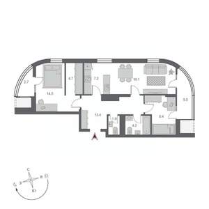 1-к квартира, строящийся дом, 83м2, 5/24 этаж