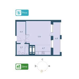 1-к квартира, строящийся дом, 36м2, 3/26 этаж