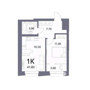 1-к квартира, вторичка, 42м2, 14/25 этаж