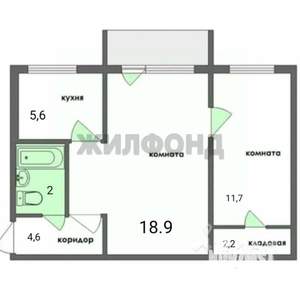 2-к квартира, вторичка, 45м2, 2/5 этаж