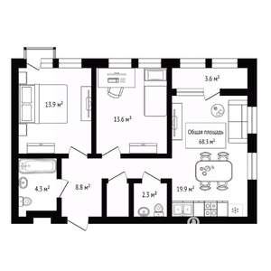 2-к квартира, вторичка, 68м2, 5/24 этаж