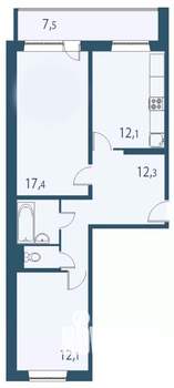 2-к квартира, вторичка, 63м2, 10/17 этаж