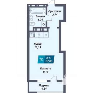 Студия квартира, вторичка, 27м2, 3/29 этаж