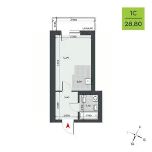Студия квартира, вторичка, 29м2, 18/21 этаж