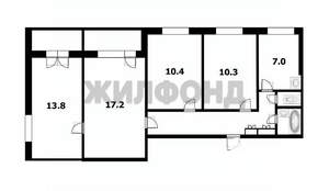 4-к квартира, вторичка, 74м2, 2/9 этаж