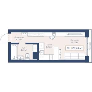 1-к квартира, вторичка, 25м2, 5/24 этаж