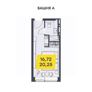 Студия квартира, вторичка, 20м2, 8/29 этаж