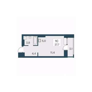 Студия квартира, строящийся дом, 28м2, 17/30 этаж