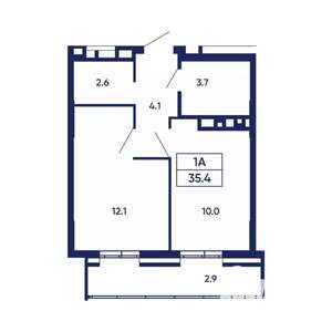 1-к квартира, вторичка, 35м2, 13/14 этаж