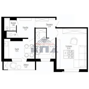 2-к квартира, вторичка, 67м2, 2/15 этаж