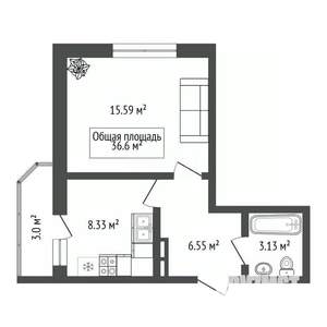 1-к квартира, вторичка, 37м2, 2/21 этаж