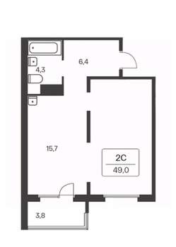 1-к квартира, вторичка, 49м2, 9/18 этаж