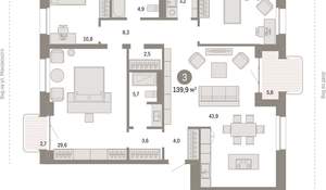 3-к квартира, вторичка, 140м2, 6/11 этаж