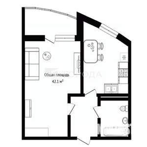1-к квартира, вторичка, 42м2, 12/27 этаж