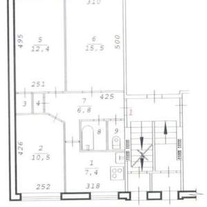 3-к квартира, вторичка, 58м2, 1/5 этаж
