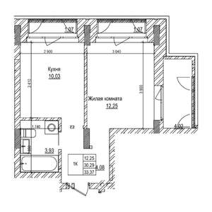1-к квартира, строящийся дом, 30м2, 21/21 этаж