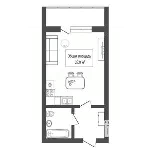 Студия квартира, вторичка, 27м2, 4/4 этаж