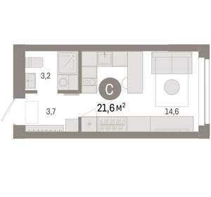 Студия квартира, вторичка, 22м2, 1/23 этаж