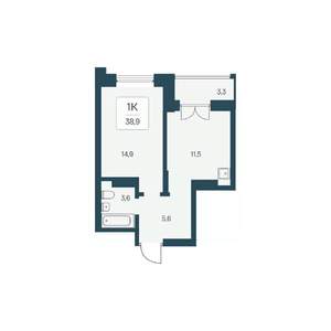 1-к квартира, вторичка, 39м2, 19/22 этаж
