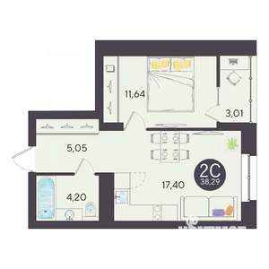 2-к квартира, вторичка, 38м2, 10/10 этаж